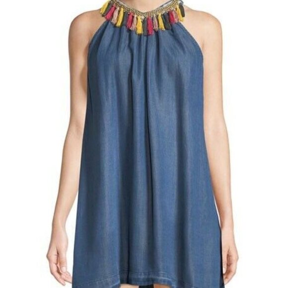 Philosophy Dresses & Skirts - PHILOSOPHY REPUBLIC Size 2 NEIMAN MARCUS Tassel Neck Chambray Dress Sleeveless